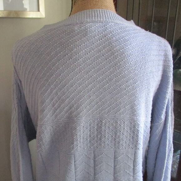 Vintage Gloria Vanderbilt Knit Sweater Size L Lilac Pointelle Crewneck Women 80s - Picture 6 of 16